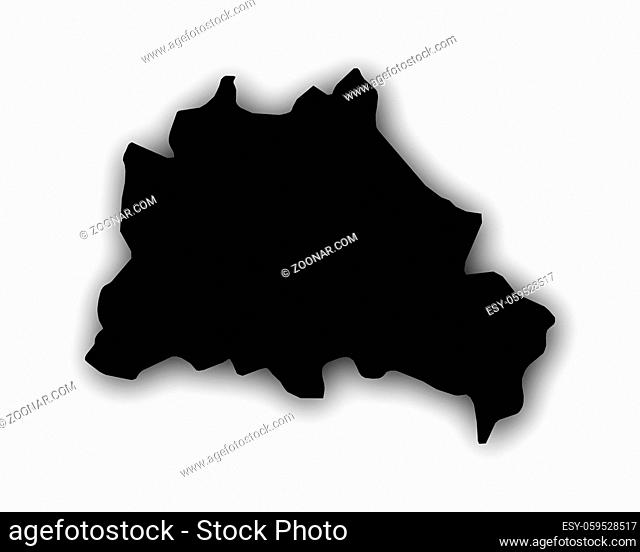 Karte von Berlin mit Schatten - Map of Berlin with shadow