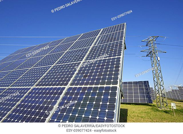 Photovoltaic panels for renewable electric production, Navarra, Aragon, Spain