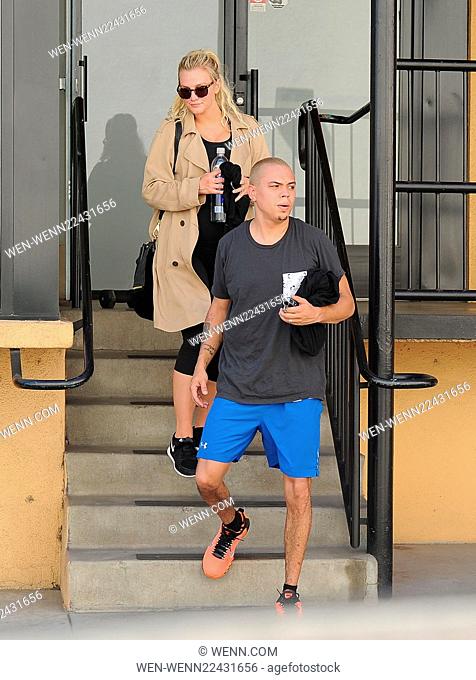 Pregnant Ashlee Simpson and Evan Ross leaving the gym after a workout Featuring: Ashlee Simpson, Evan Ross Where: Los Angeles, California