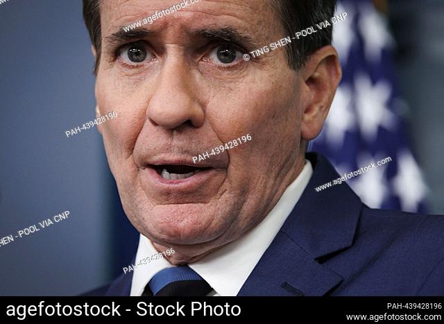 John Kirby, national security council coordinator, during a news conference in the James S. Brady Press Briefing Room at the White House in Washington, DC, US