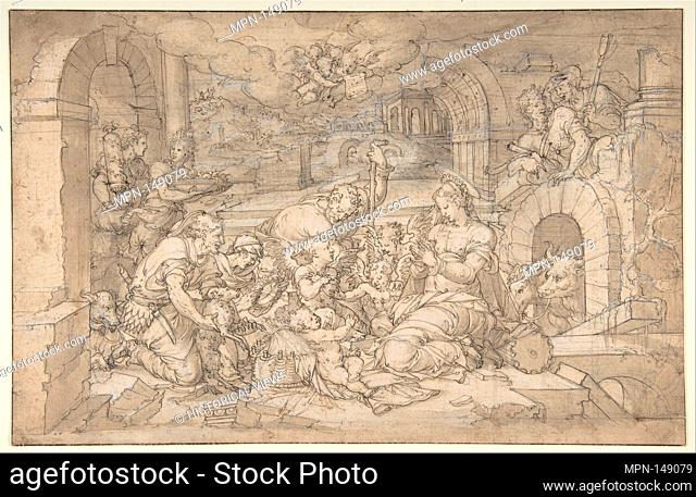 The Adoration of the Shepherds. Artist: Jean Cousin the Younger (French, Sens ca. 1522-1594 Paris); Former Attribution: Jean Cousin the Elder (French