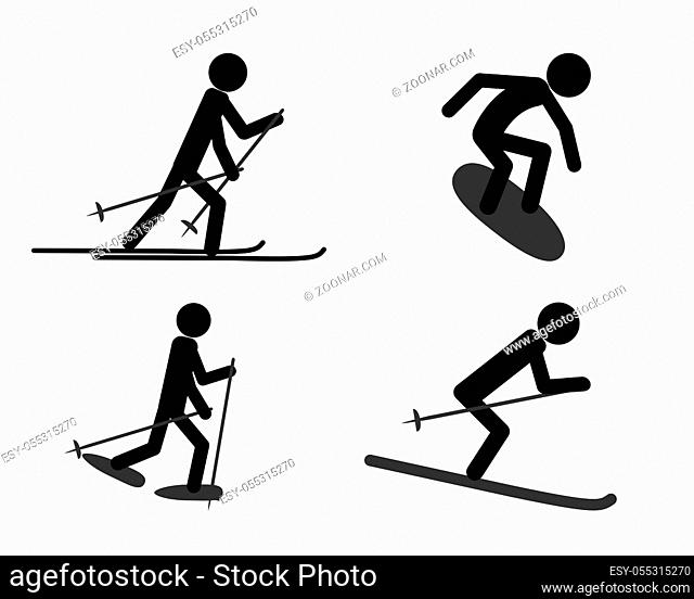 Piktogramm verschiedener sportlicher Aktivitäten im Winter - Pictogram of individual sports activities in winter