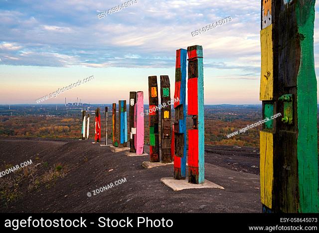BOTTROP, GERMANY - OCTOBER 31, 2020: Haniel tip, landmark of Ruhr Metropolis against sky on October 31, 2020 in Bottrop, Germany