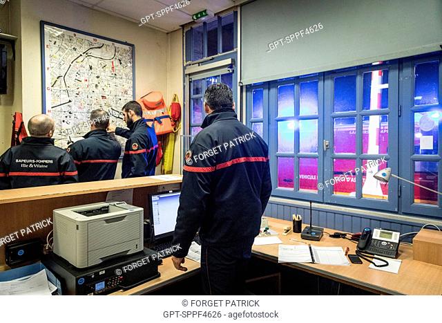 MAP AND FIRE STATION, EMERGENCY AND RESCUE SERVICE CENTER OF RENNES-SAINT-GEORGES (35), FRANCE