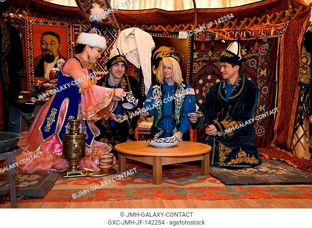 During a tour of the museum in Baikonur, Kazakhstan Dec. 2, the Expedition 46-47 backup crewmembers were treated to a traditional ceremony in a Kazakh yurt