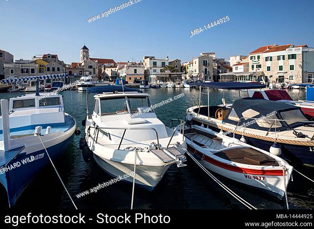 At the port of the small town of Vodice, Sibenik-Knin County, Dalmatia, Croatia, Europe