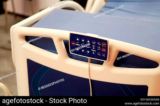Close-up view of modern auto adjustable Hospital bed
