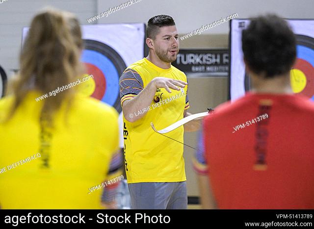 Belgian archer Ben Adriaensen pictured during a training camp organized by the BOIC-COIB Belgian Olympic Committee in Belek Turkey, Thursday 17 November 2022