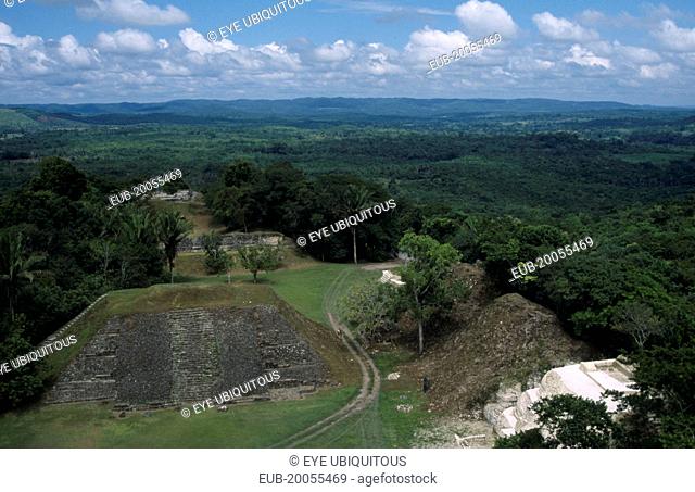 Elevated view over Mayan site