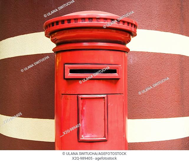 Red British Post Box left from the colonial period in Hong Kong China