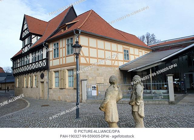 12 March 2019, Saxony-Anhalt, Halberstadt: The Gleim House. Johann Wilhelm Ludwig Gleim (1719-1803) lived there. The Gleimhaus has an exhibition commemorating...