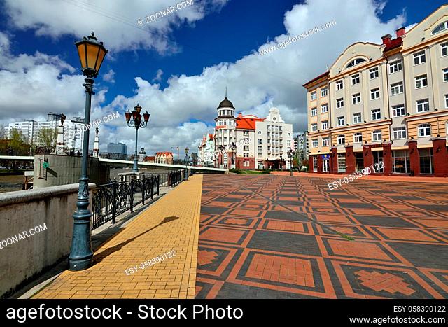 Kaliningrad, Russia - 22 April 2017: View of the Fishing village - cultural and ethnographic complex, tourist attraction of the city