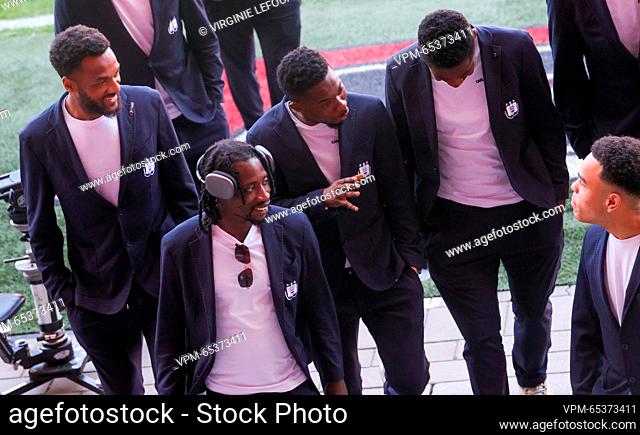 Anderlecht's Hannes Delcroix, Anderlecht's Majeed Ashimeru, Anderlecht's Francis Amuzu, Anderlecht's Nilson Angulo and Anderlecht's Mario Stroeykens pictured...