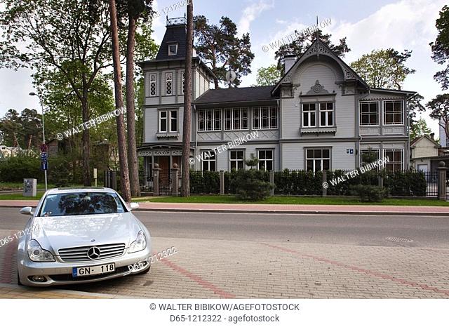 Latvia, Jurmala, Majori Village, new dacha beach house and Mercedes automobile