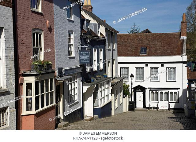 Cobbled street in old Lymington, Hampshire, England, United Kingdom, Europe