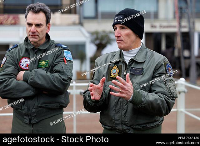 CO 40 SQN Major Steven Boxberger and SQN Adjutant Major of Naval Personnel Johan Rycx pictured during the 'COLD SWET' emergency exercise of the Air Force of the...