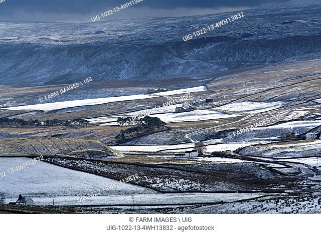 Looking down Harwood in Teesdale on a winters day