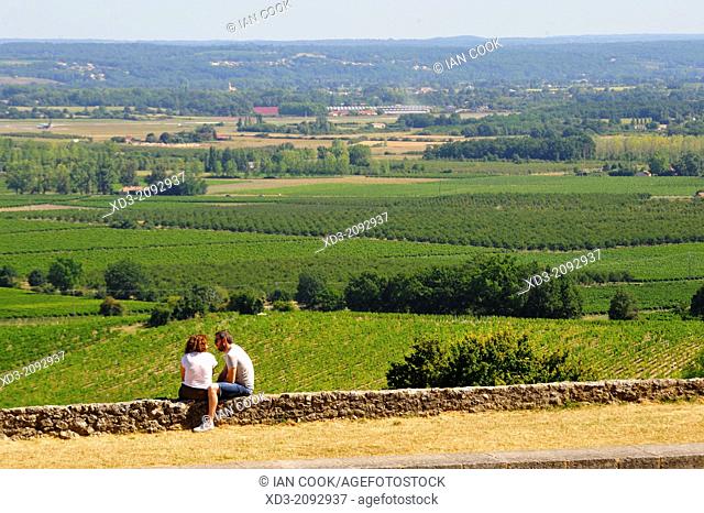 view of the Dordogne Valley from Chateau de Monbazillac, Dordogne Department, France