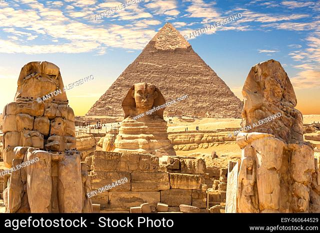 Sphinx of Giza and Colossals by the Khafre Pyramid, Cairo, Egypt