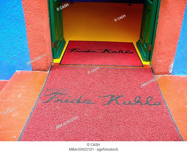Mexico, Mexico-city, Coyoacan, Casa Azul, Museo-Frida-Kahlo, entrance, doormat, name-train, museum-buildings, art, culture, exhibition, door, mat, name