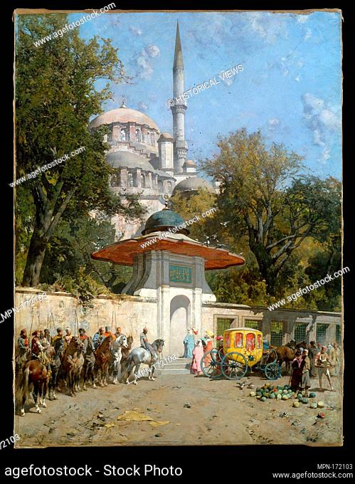 A Mosque. Artist: Alberto Pasini (Italian, Busseto 1826-1899 Cavoretto); Date: 1872; Medium: Oil on canvas; Dimensions: 35 x 26 1/4 in. (88.9 x 66