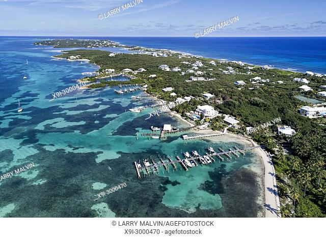 Aerial view of Elbow Cay in Abaco, Bahamas