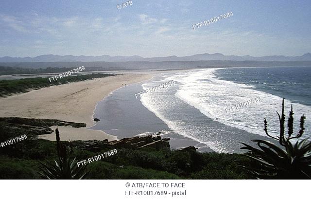 Plettenberg Bay, View of beach, elevated view, Garden Route, South Africa