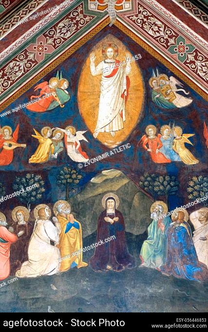 Ascension of Christ, Fresco by Andrea di Bonaiuto, Spanish Chapel in Santa Maria Novella Principal Dominican church in Florence, Italy