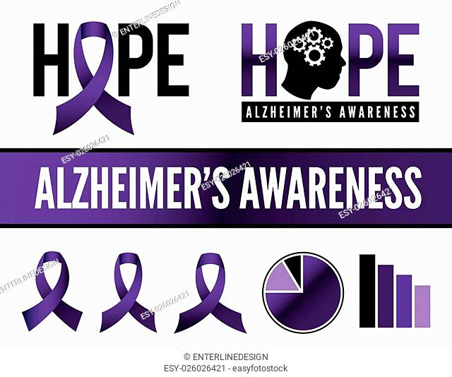 Alzheimer's disease awareness icons, badges, and graphics. Vector EPS 10 available