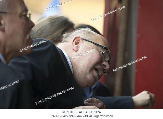 27 April 2019, China, Peking: Peter Altmaier (CDU), Federal Minister of Economics, and members of his delegation visit the Forbidden City on the outskirts of...