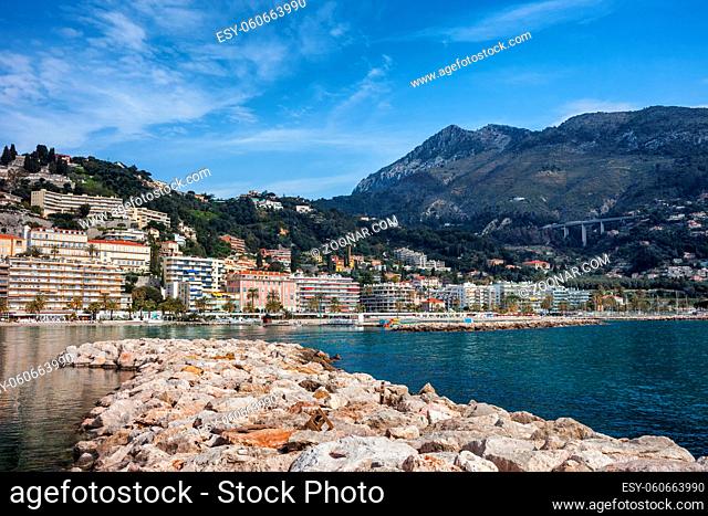 France, Alpes-Maritimes, French Riviera - Cote d'Azur, Menton, resort town on Mediterranean Sea