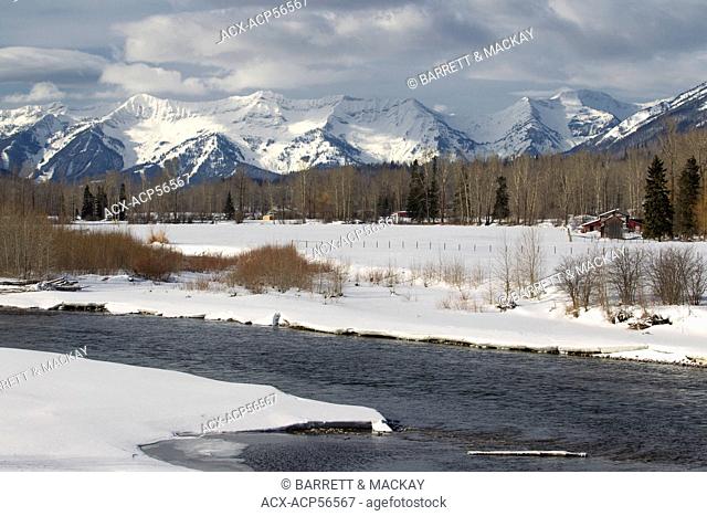 Elk River in winter, British Columbia, Canada