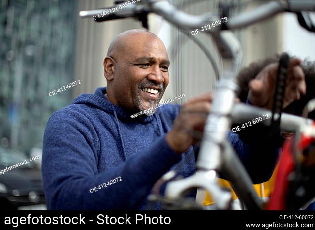 Happy man with bicycle