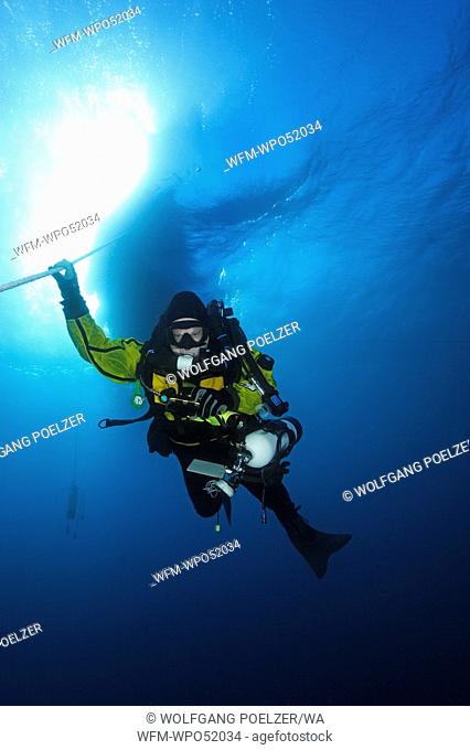 Scuba Diver with Rebreather, Krk Island, Adriatic Sea, Croatia