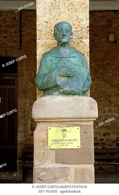 Monumento a Gonzalo de Berceo, primer poeta en lengua castellana, Berceo, La Rioja, Spain