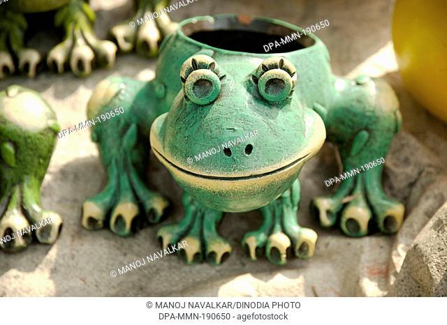 Ceramic statues of Frog Surajkund mela Haryana India Asia