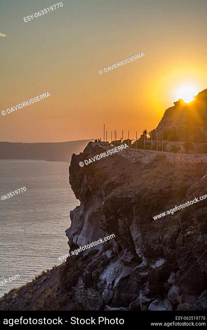 views of the village of Oia in Santorini, at sunset. High quality photo