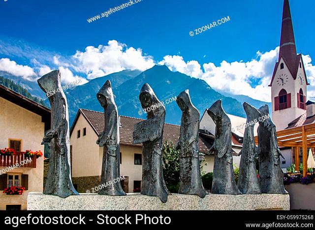 The monk fountain in Karthaus, Schnalstal in South Tyrol