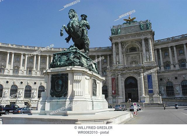 Hofburg with prince Eugen monument at the Heldenplatz