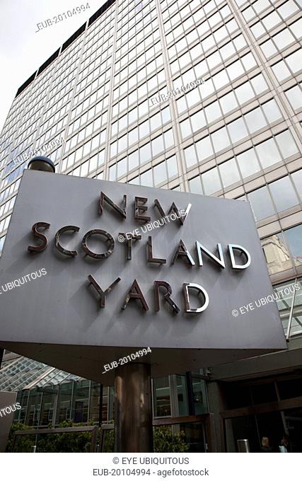Westminster. New Scotland Yard building headquarters of the Metropolitan Police Service in 8-10 Broadway