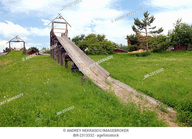 Ancient Russian roller coaster, settlement of Talzy, Irkutsk region, Baikal, Siberia, Russian Federation, Eurasia