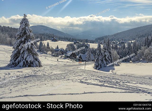 Winter landscape around Mala Upa, Giant Mountains (Krkonose), Northern Bohemia, Czech Republic
