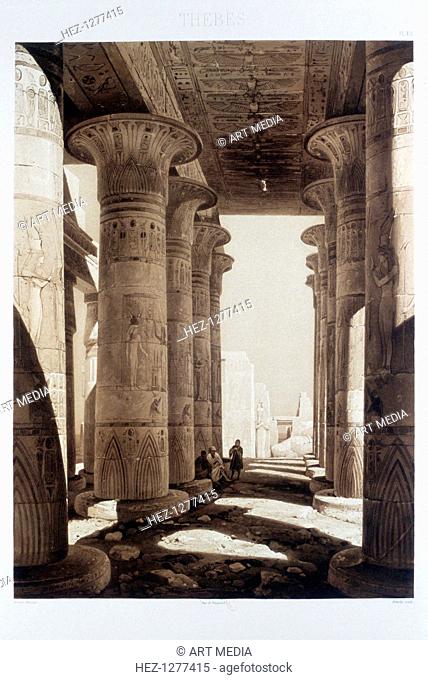 'Hypostyle Hall of the Ramesseum, Thebes', Egypt, 1841. The Ramesseum is the mortuary temple built for the Pharaoh Rameses II, who ruled from 1279 until 1213 BC
