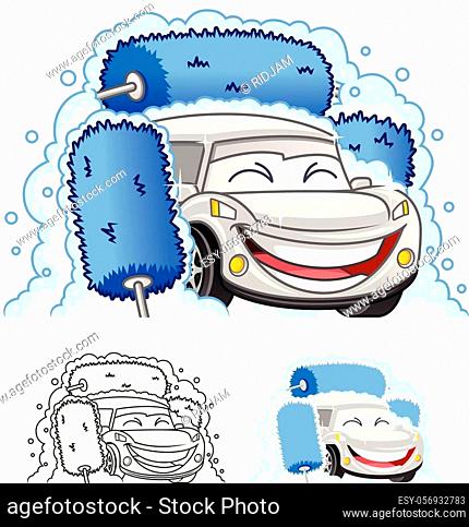 Car wash cartoon logo character design vector illustration, Foto de Stock,  Vector Low Budget Royalty Free. Pic. ESY-057286922 | agefotostock