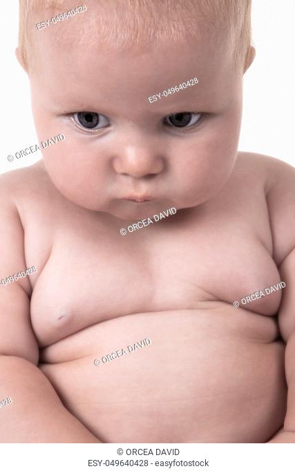 angry little fat baby isolatet on white background
