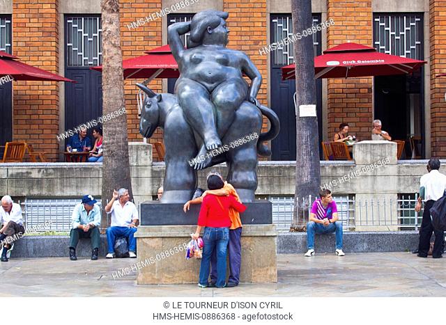 Colombia, Antioquia Department, Medellin, recently created in front of the Botero Museum, the Plaza Botero has 20 monumental bronzes