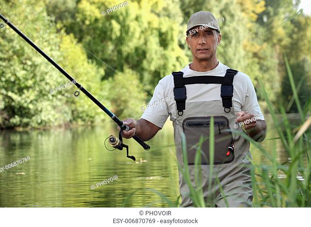 Man fishing in river