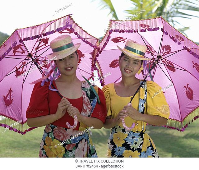 Women Dressed in Traditional Costume, Manilla, Philippines