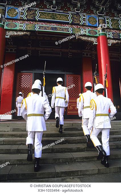 the changing of the guard at Martyr's Shrine, Taiwan also known as Formosa, Republic of China, East Asia
