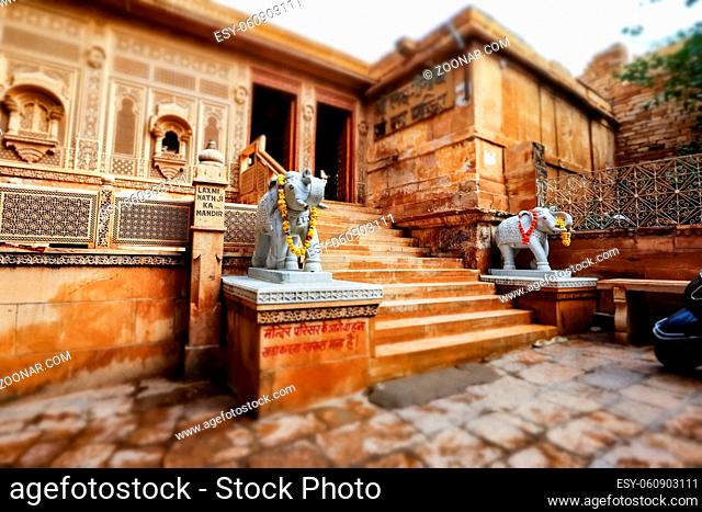 Tilt shift lens - Laxminath temple of Jaisalmer, dedicated to the worship of the gods Lakshmi and Vishnu. Jaisalmer Fort is situated in the city of Jaisalmer